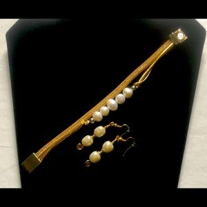 Cultured Pearl Magnetic Bracelet and Earrings NWOT